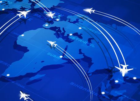 Planes flying over map