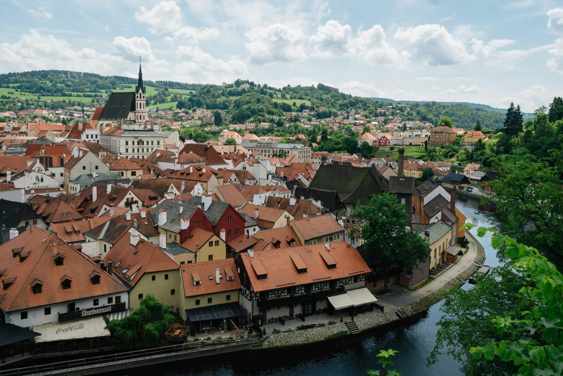 Aerial view of Český Krumlov, a town in the Czech Republic