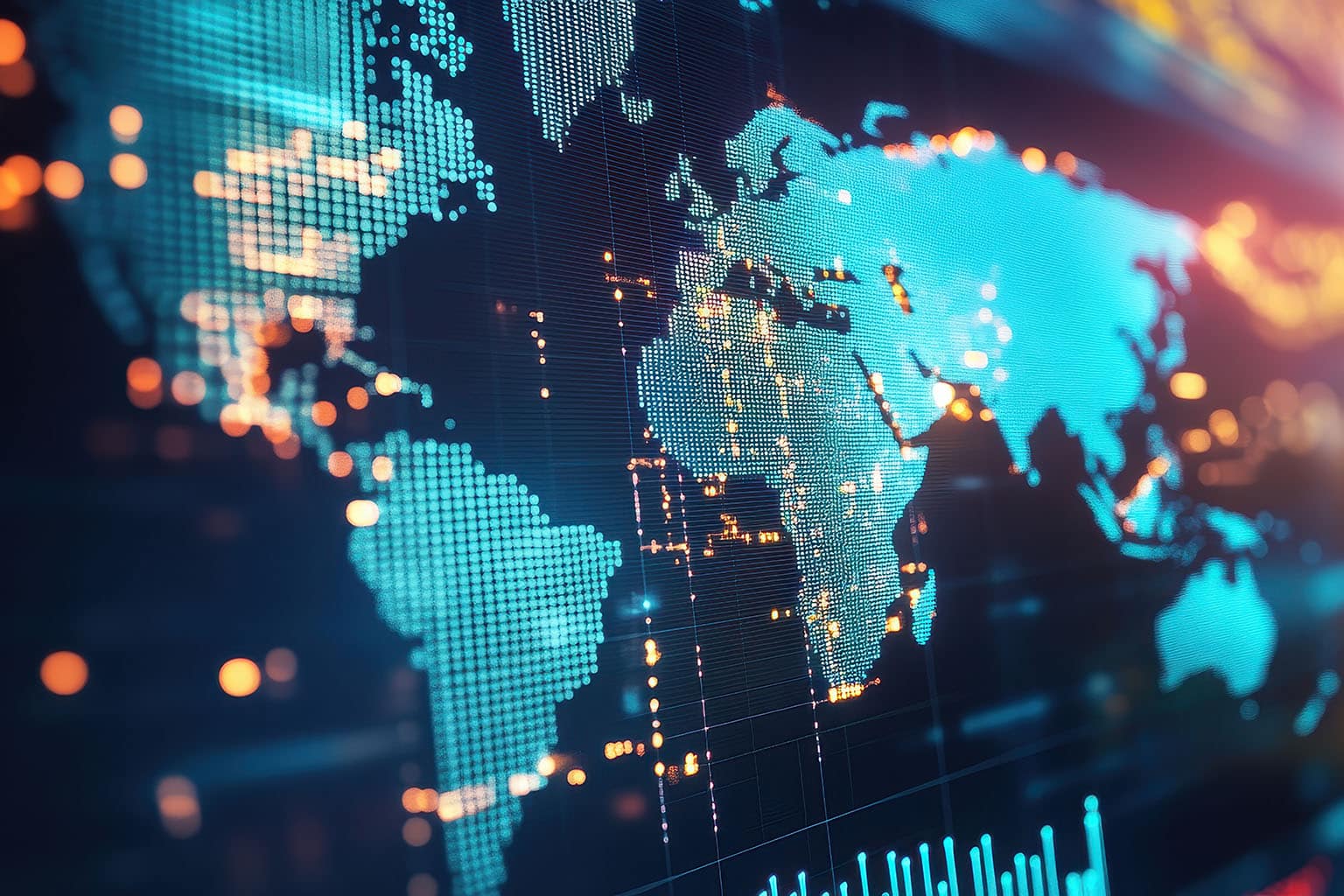 Digital display of world map